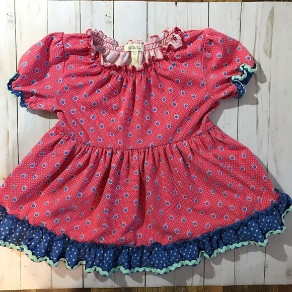 Matilda Jane Jennifer Apple SZ 6 short sleeve top tunic apples ruffles - Picture 1 of 5